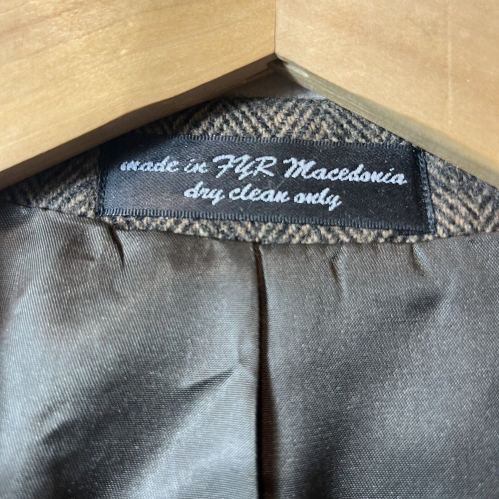 CHERESKIN Mens 46R Brown Sport Coat BLAZER Shoulder Patch Camel Hair Blend - Picture 7 of 11